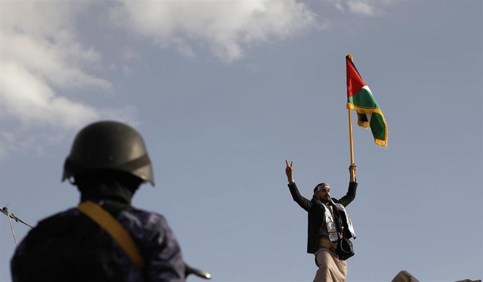 Manifestación en los territorios yemeníes controlados por los hutíes en apoyo a los palestinos