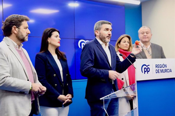 El senador del Partido Popular por la Región de Murcia, Antonio Luengo, en la rueda de prensa