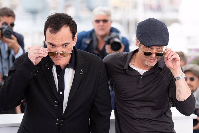 Archivo - Brad Pitt y Quentin Tarantino presentan en Cannes Érase una vez en Hollywood