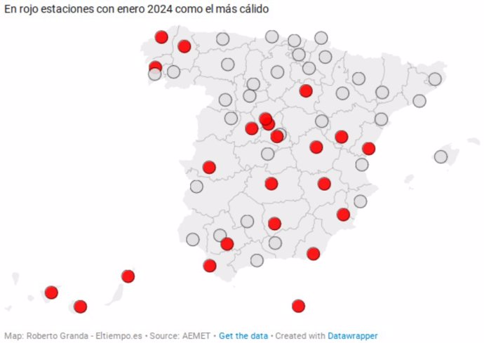 Enero 2024 ha sido el más cálido registrado en un 40% de España, según Eltiempo.Es