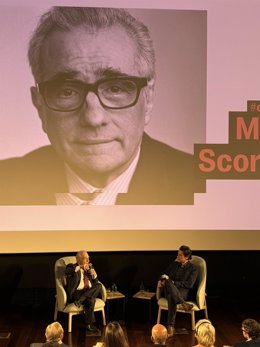 El director de cine Martin Scorsese en la Academia de Cine