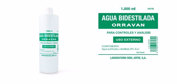 La AEMPS informa del cese de comercialización y de uso del producto Agua 'Bidestilada Orravan' por contaminación
