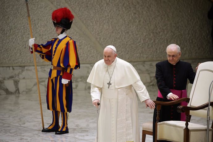 31 January 2024, Vatican, vatican: Pope Francis pictured during his Wednesday General Audience in St. Peter's Square at the Vatican. Photo: Evandro Inetti/ZUMA Press Wire/dpa