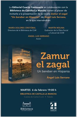 Cartel de la presentación de 'Zamur el zaga' en la Biblioteca de C-LM.