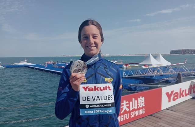 María de Valdés, con su medalla de plata en el Mundial de Doha
