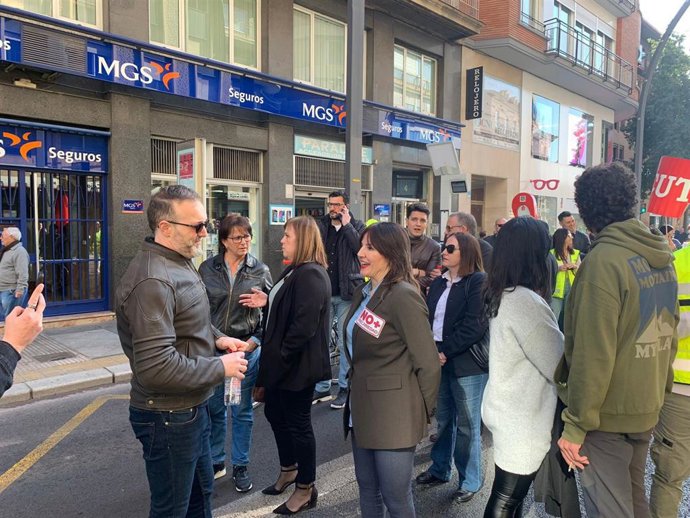 La vicesecretaria general y responsable de Sanidad del PSOE en la Región de Murcia, Marisol Sánchez, en la manifestación celebrada este sábado en Murcia