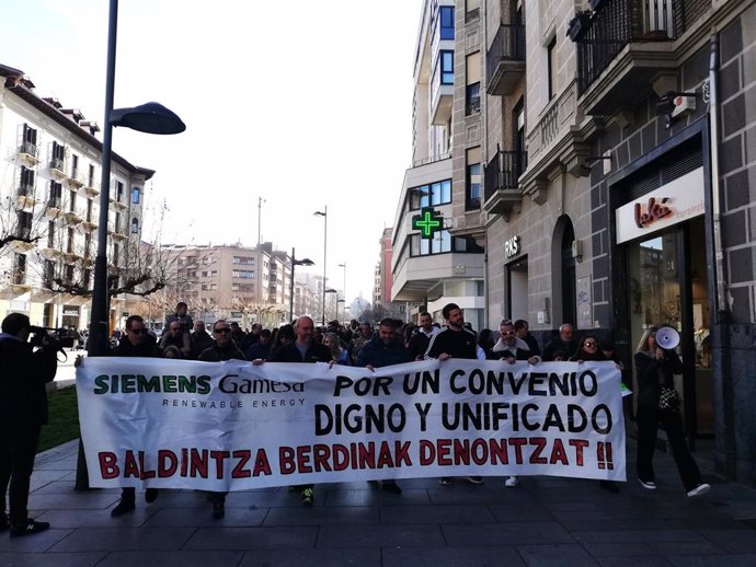 Manifestación de trabajadores de Siemens Gamesa Arazuri.