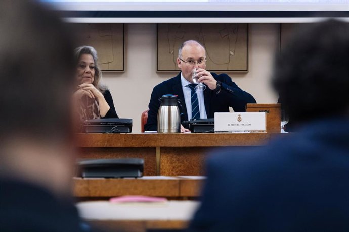 El portavoz del Grupo Parlamentario Popular en el Congreso, Miguel Tellado, durante la mesa juristas de Estado de derecho y amnistía, en el Congreso de los Diputados, a 1 de febrero de 2024, en Madrid (España). El encuentro se enmarca en las Jornadas Fr