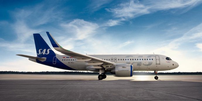 Un avión de la compañía nórdica, en una operación de despegue.