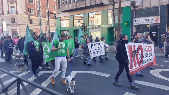 Manifestación anual contra la caza y el maltrato animal en Valladolid.