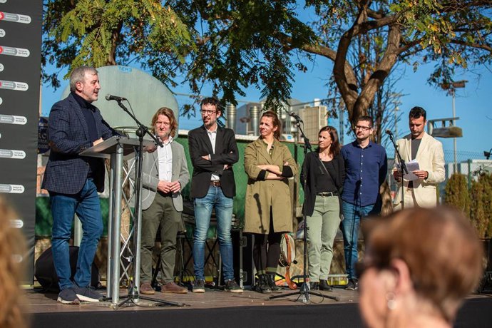 El alcalde de Barcelona, Jaume Collboni, en el acto de inauguración de los jardines de Josep Munté