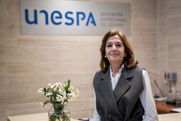 La presidenta de UNESPA, Mirenchu del Valle Schaan, en una entrevista para Europa Press, a 2 de febrero de 2024, en Madrid (España).  