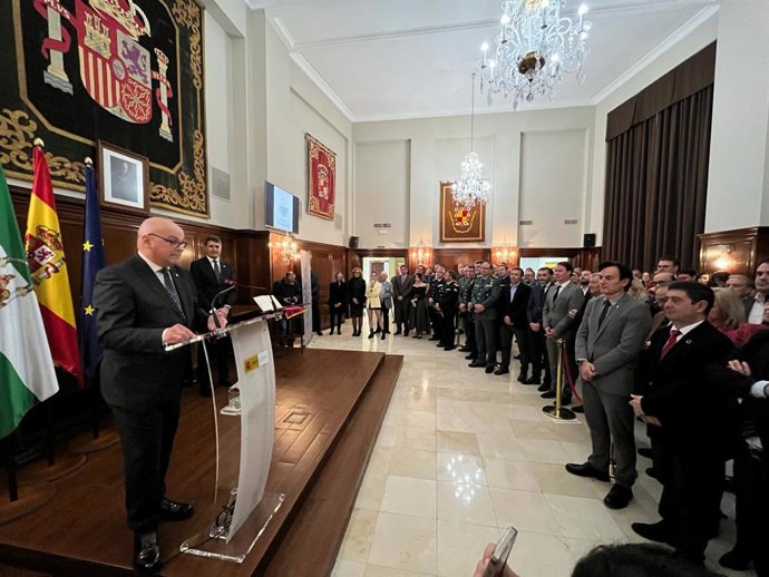 Manuel Fernández interviene el acto de su presentación como subdelegado del Gobierno en Jaén.