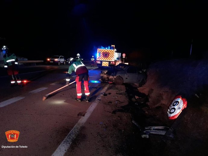 Accidente de tráfico registrado en la CM-401 en Mensalbas este pasado domingo.