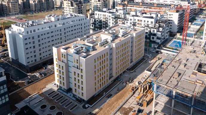 Archivo - Nuevas promociones de vivienda pública para alquiler asequible en la ciudad de Madrid, en El Cañaveral