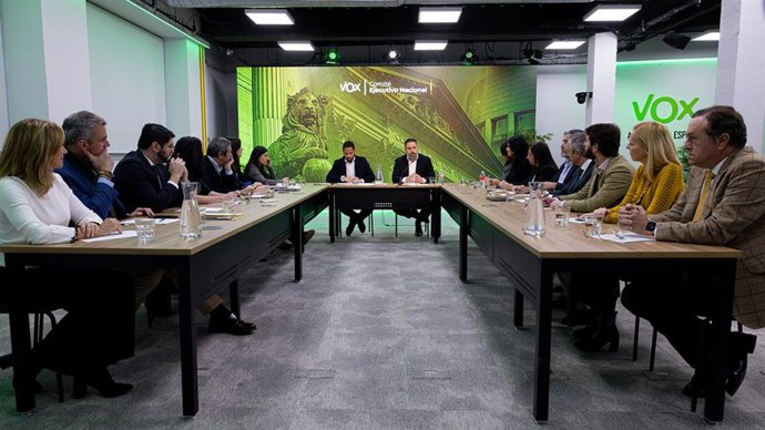 El vicepresidente primero del Gobierno de Aragón y presidente de VOX en Teruel, en la reunión del Comité Ejecutivo Nacional de VOX.