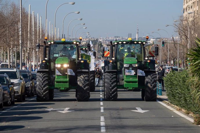 Tractores en una movilización