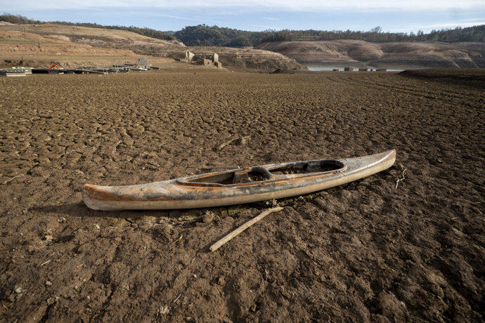 Vista del pantano de Sau, a 22 de enero de 2024, en Barcelona, Catalunya (España). 