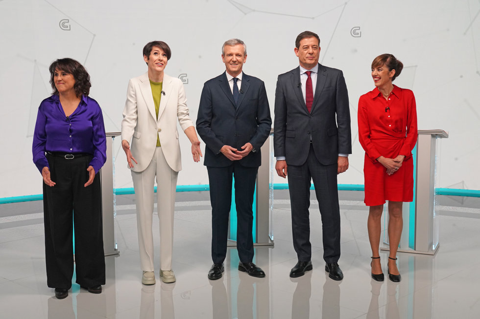 Los candidatos a la Xunta en el debate. 