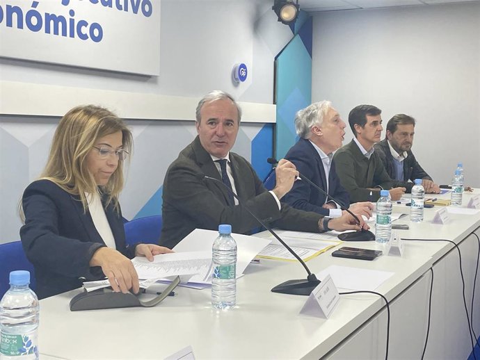 El presidente del Gobierno de Aragón, Jorge Azcón, en la reunión del Comité Ejecutivo Autonómico del PP Aragón.
