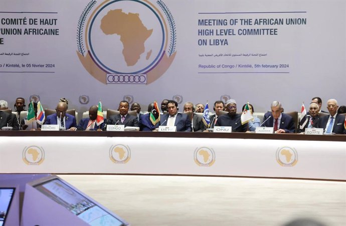 February 5, 2024, Congo: Head of the Libyan Presidential Council, Mohamed Younis Al-Menfi, participates in the meeting of the African Union High-Level Committee on Libya, in Republic of Congo, 05 February 2024