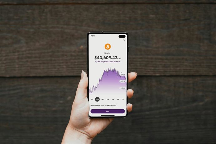 Interfaz de una plataforma de criptomonedas