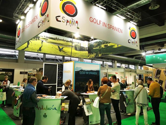 Expositor en el que estuvo presente Andalucía en la feria Golf Messe celebrada en Suiza.