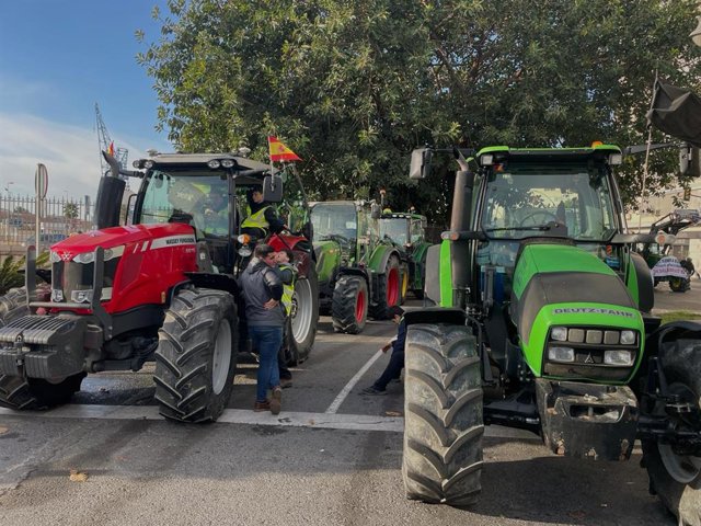 Protestas de los agricultores en Málaga capital
