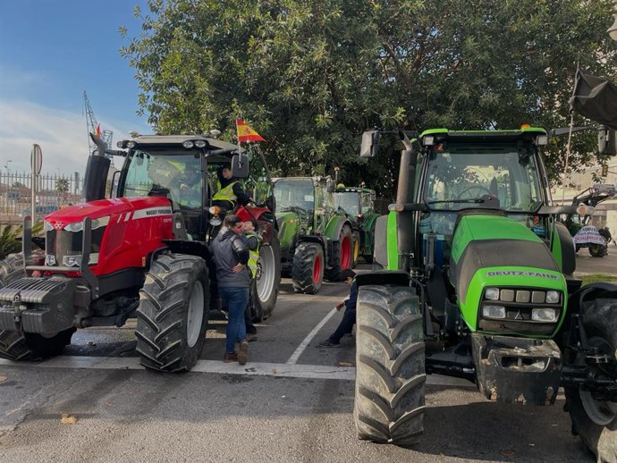 Protestas de los agricultores en Málaga capital