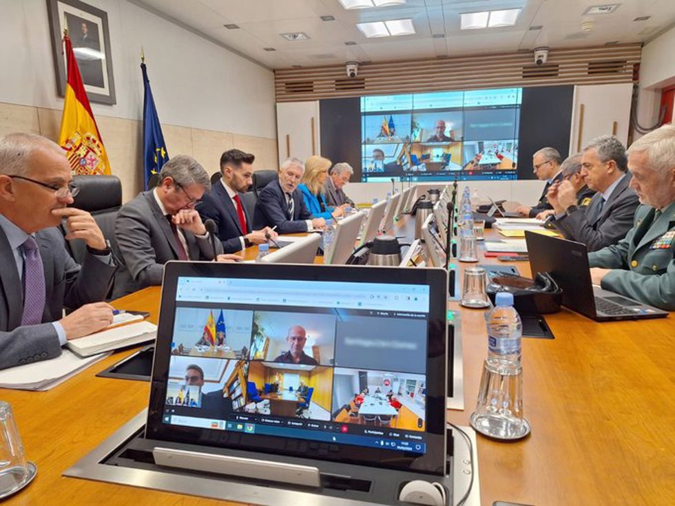 Reunión de coordinación sobre las incidencias de la protesta de agricultores bajo la presidencia del ministro del Interior, Fernando Grande-Marlaska