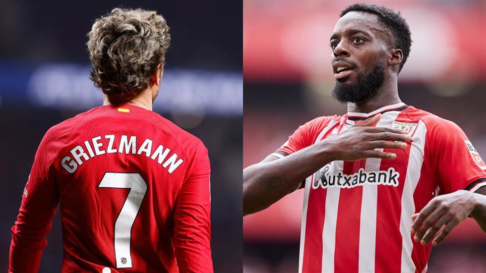Los jugadores Antoine Griezmann (Atlético de Madrid) e Iñaki Williams (Athletic Club).