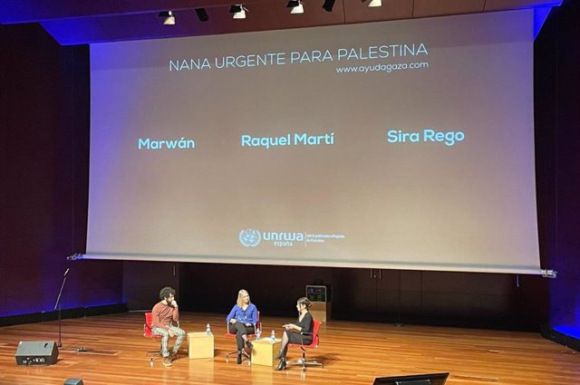 Coloquio con la participación de la ministra Sira Rego, el cantante Marwán y la directora ejecutiva de UNRWA en España, Raquel Martí.