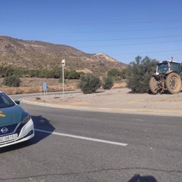 Imagen del operativo de la Guardia Civil ante las protestas de los agricultores