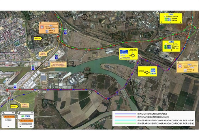 Cortes de tráfico desde este miércoles entre los kilómetros 10 al 12 de la SE-30.