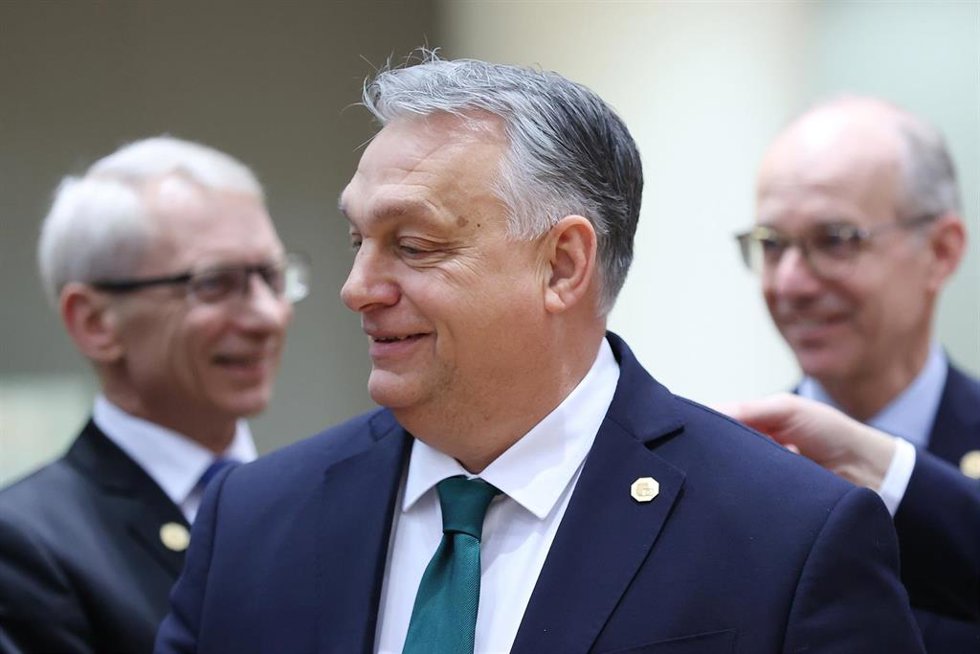 El primer ministro de Hungría, Viktor Orbán, en la reunión extraordinaria del 1 de febrero en Bruselas