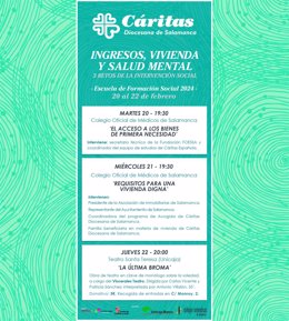 Cartel con el programa de actos de Cáritas en Salamanca