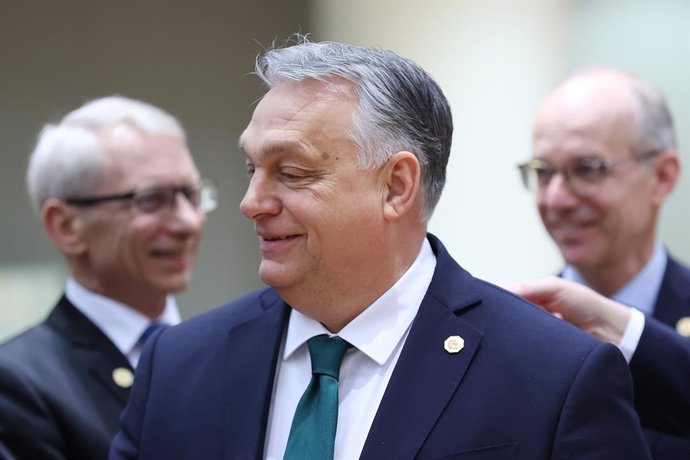 BRUSSELS, Feb. 3, 2024  -- Hungarian Prime Minister Viktor Orban attends a special European Union (EU) summit in Brussels, Belgium, Feb. 1, 2024. TO GO WITH "World Insights: Divisions within EU intensify following struggles to pass fresh Ukraine aid deal"