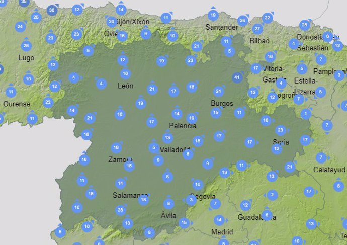 Previsión del tiempo de la Aemet para este jueves en Castilla y León