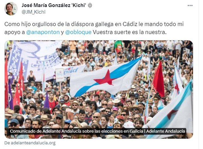 Apoyo de Kichi, ex alcalde de Cádiz, a Ana Pontón (BNG)