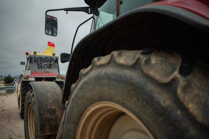 Tractores durante una concentración 