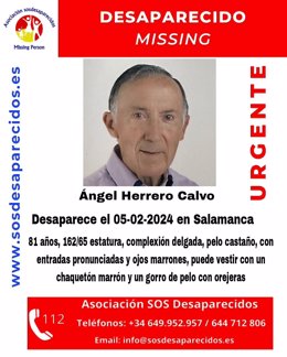 Publicación del hombre desaparecido en Salamanca
