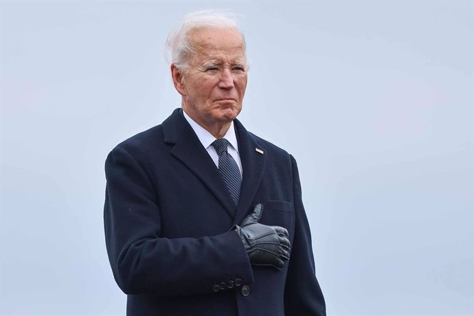 02 February 2024, US, Dover: US President Joe Biden participates in a dignified transfer at Dover Air Force Base of the three soldiers killed in a drone attack in Jordan. Three USsoldiers were killed and "many" more were wounded in a drone attack in no