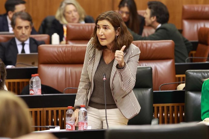 La consejera de Empleo, Rocío Ruz, en el pleno del Parlamento de Andalucía.