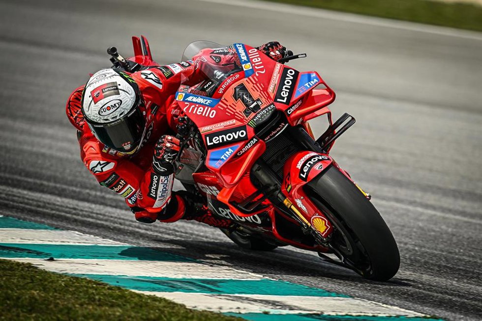 El italiano 'Pecco' Bagnaia, en los tes de Sepang (Malasia) de 2024. 