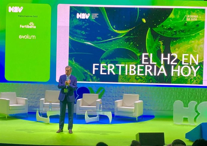 El CEO de Fertiberia, Javier Goñi, durante su intervención en el I Congreso Nacional de Hidrógeno Verde de Huelva.