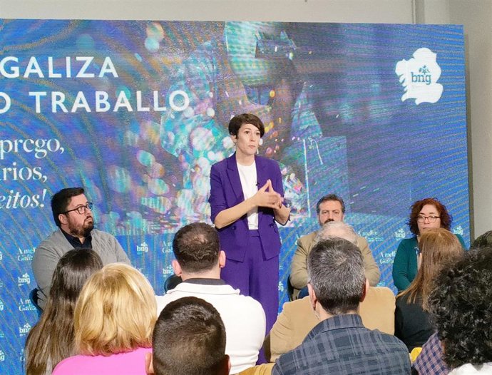 Acto de Ana Pontón en Vigo, con delegados de industria, a 8 de febrero de 2024.