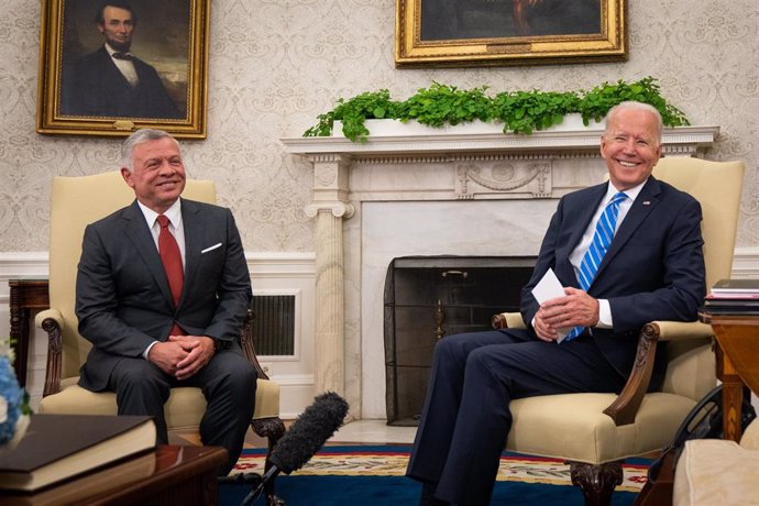Archivo - Reunion entre el rey Abdalá II de Jordania y el presidente de Estados Unidos, Joe Biden, en la Casa Blanca en julio de 2021
