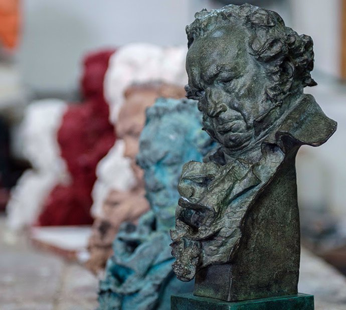 Estatuillas de los Premios Goya.