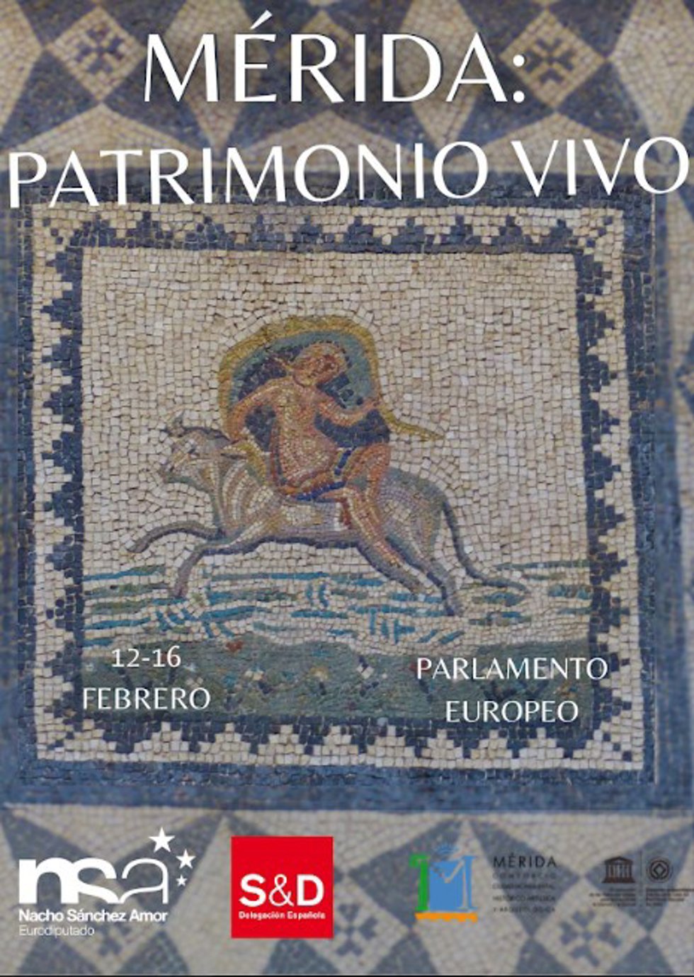 Cartel de la exposición sobre Mérida en el Parlamento Europeo