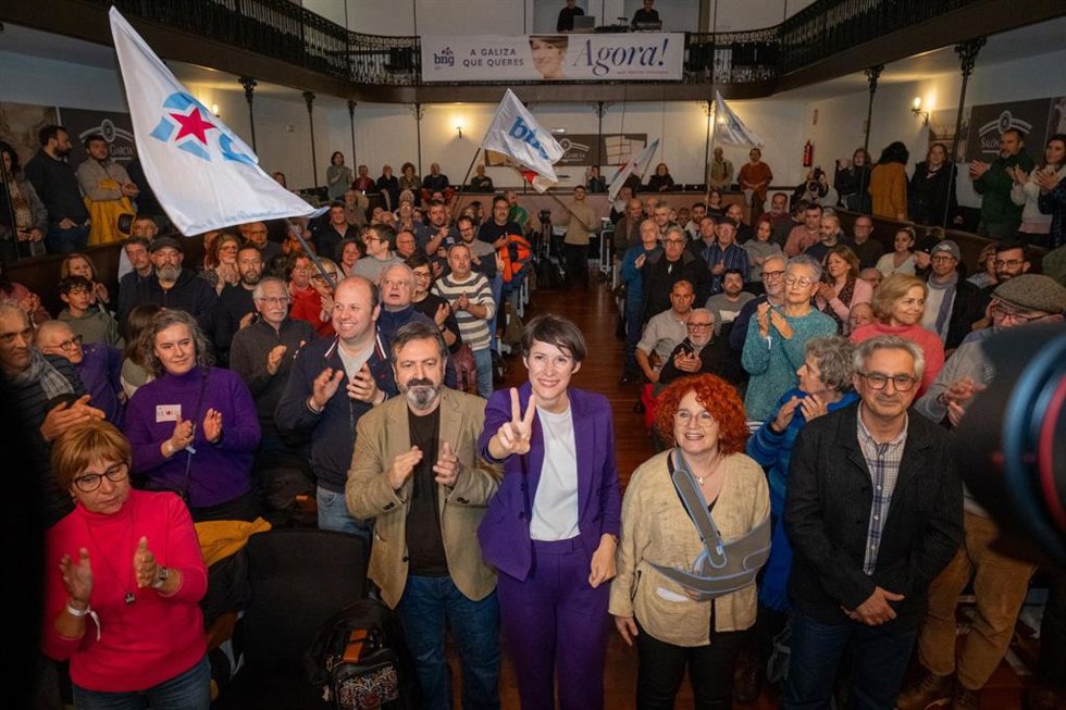 La candidata del BNG a la presidencia de la Xunta de Galicia, Ana Pontón, en un mitin en Vilagarcía de Arousa